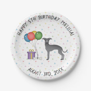 Assiettes En Carton Blue Italian Greyhound Cute Cartoon Chien Annivers