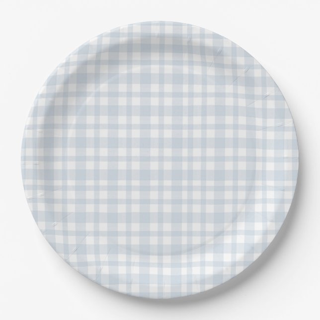Assiettes En Carton Blue Jean Baby Boy Baby Shower Gingham  (Devant)