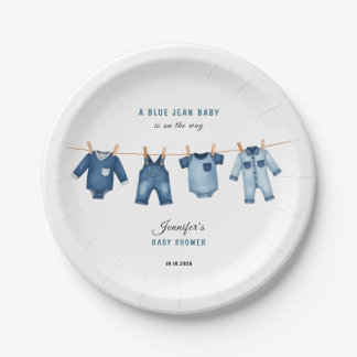 Assiettes En Carton Blue Jean Baby Shower - Denim Theme