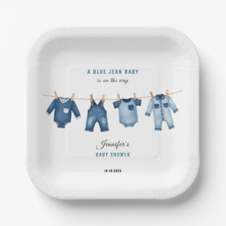 Assiettes En Carton Blue Jean Baby Shower - Denim Theme