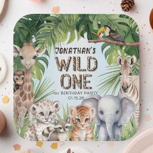 Assiettes En Carton Blue Jungle animaux sauvages un Safari thématique