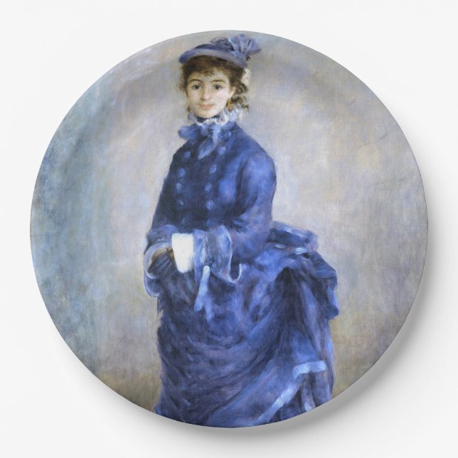 Assiettes En Carton Blue Lady Parisienne Renoir Impressionniste Peintu (Devant)