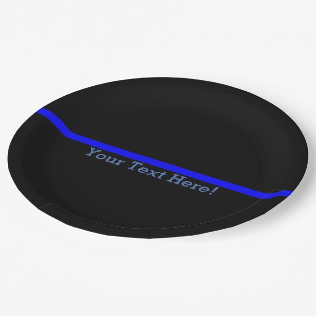 Assiettes En Carton Blue Line mince symbolique personnalisent ceci (Angle)