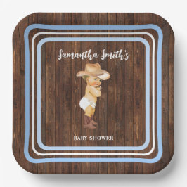 Assiettes En Carton Blue Little Baby Cowboy Baby shower occidental
