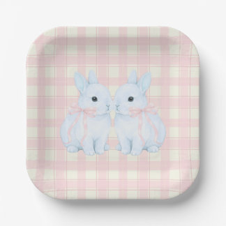 Assiettes En Carton Blue Marshmallow Bunny Rabbits Easter