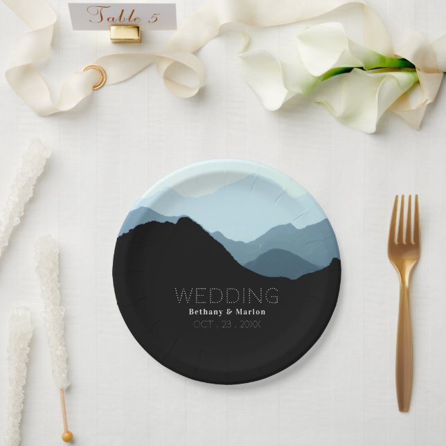 Assiettes En Carton Blue Mountain Range, Mariage rustique (Mariage)