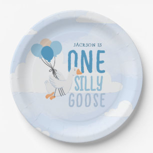 Assiettes En Carton Blue One Silly Goose 1er anniversaire