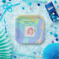 Blue Pastel Welcome First Born Photo