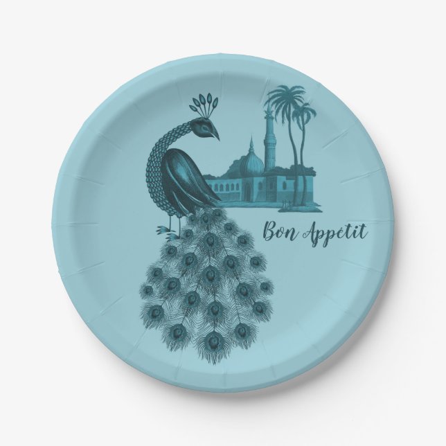 Assiettes En Carton Blue Peacock (Devant)