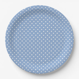Assiettes En Carton Blue Polkadot Baby Shower