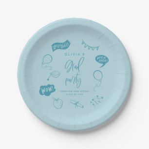Assiettes En Carton Blue Quirky Grad Icons Grad Party