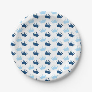 Assiettes En Carton Blue Royal Crowne Fairytale Prince Baby shower