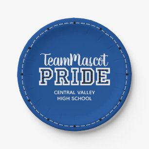 Assiettes En Carton Blue School Pride Mascotte Nom Plaques papier