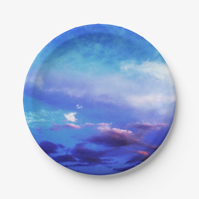 Assiettes En Carton Blue Sky Paysage Photographie Art (Devant)