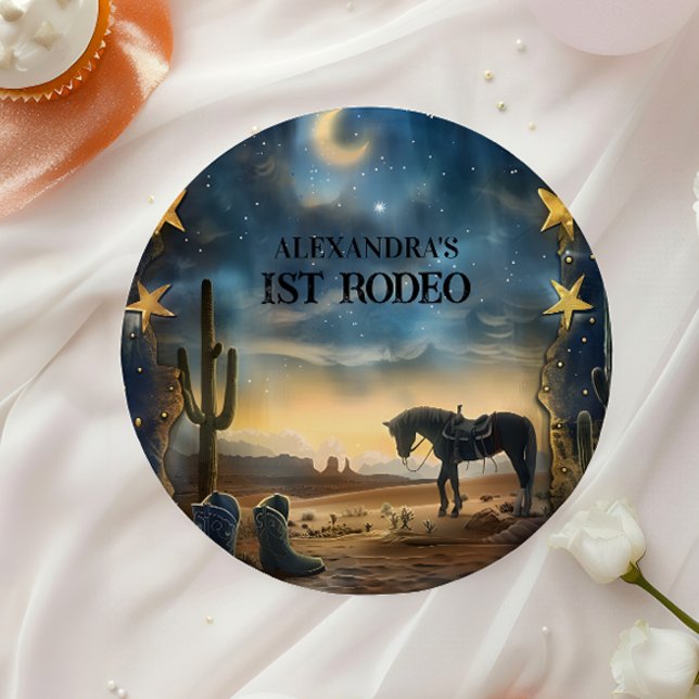 Assiettes En Carton Blue Sky Rustic Cowboy 1st Birthday Rodeo (Créateur téléchargé)