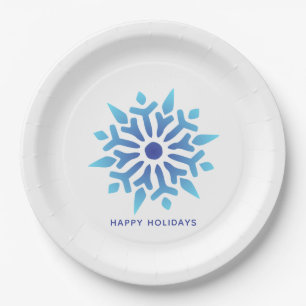 Assiettes En Carton Blue Snowflake Joyeuses Fêtes