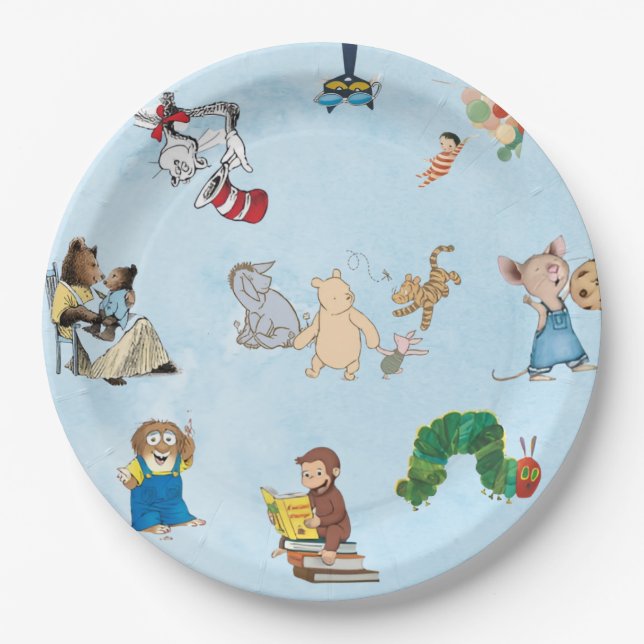 Assiettes En Carton Blue Storybook Themed Paper Plate (Devant)