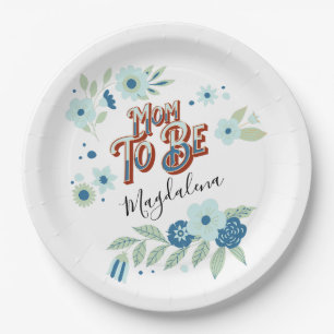 Assiettes En Carton Blue Turquoise Vert Fleurs Maman À Être