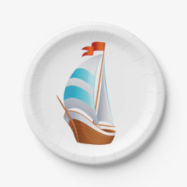 Assiettes En Carton Blue Turquoise Voilier Nautique Plage Mariage