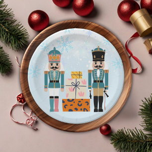 Assiettes En Carton Blue Winter Snowflakes Nutcracker Baby shower