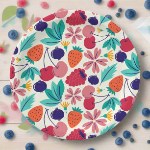 Assiettes En Carton Blueberries fraises Berry doux Anniversaire
