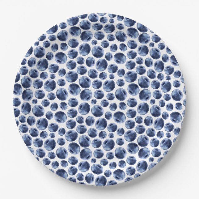 Assiettes En Carton Blueberries Imprimer Motif de fruits (Devant)