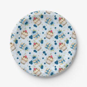 Assiettes En Carton Blueberry Cupcake fête d'anniversaire