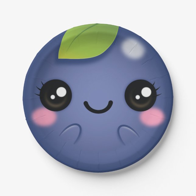 Assiettes En Carton Blueberry de Kawaii (Devant)