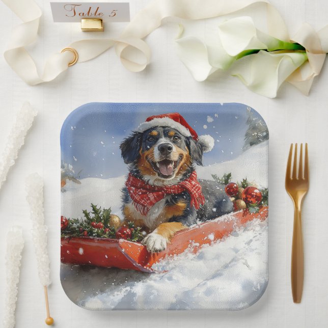 Assiettes En Carton Bluetick Coonhound Dog dans Sledge Noël (Mariage)