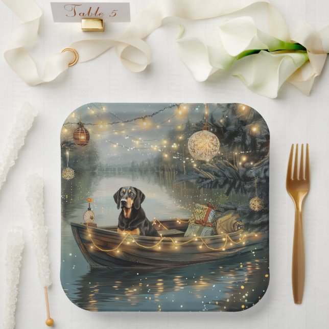 Assiettes En Carton Bluetick Coonhound Noël Festive Voyage (Mariage)