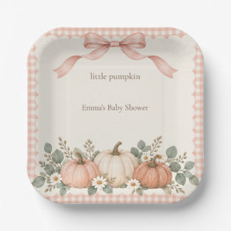 Assiettes En Carton Blush Gingham Little Pumpkin Baby Shower Dessert