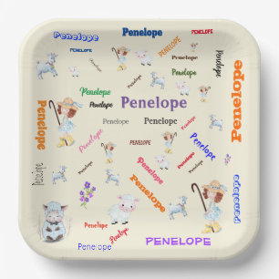 Assiettes En Carton BO PEEP NURSERY RHYME Mot Cloud Nom Collage