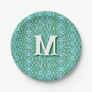 Assiettes En Carton Boa Ripple en Vert + Aqua Personnalisé