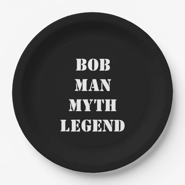 Assiettes En Carton Bob : Homme, Mythe, Légende, (Devant)