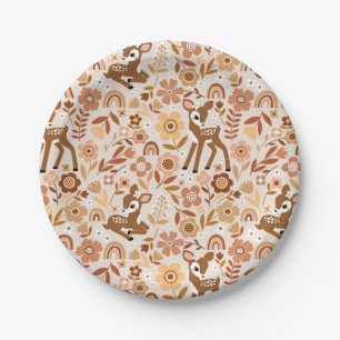 Assiettes En Carton Boeuf mignon cerf modèle floral