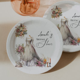 Assiettes En Carton Bohème Victorienne Mariage robe Fête des mariées d
