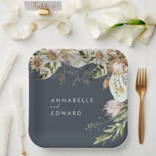 Assiettes En Carton bohemian botanical modern elegant foliage