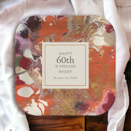 Assiettes En Carton Boho Abstrait automne coloré 60e anniversaire