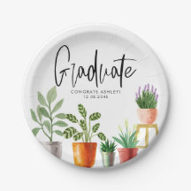 Boho Aquarelle Poted Houseplants Graduation
