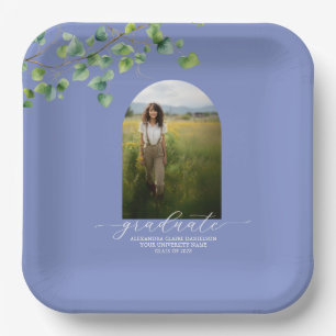 Assiettes En Carton Boho Arch Ivy, Cornflower Blue Graduation