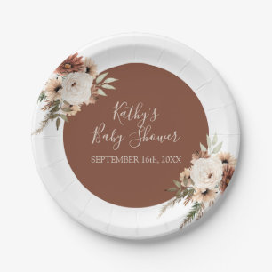 Assiettes En Carton Boho Arch Terracota White Floral Party