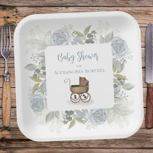 Assiettes En Carton Boho Baby shower Botanique Floral Transport Vintag