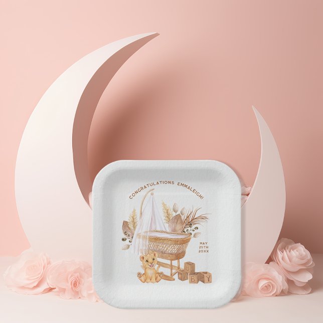 Assiettes En Carton Boho Bassinet Nursery Baby shower (Créateur téléchargé)