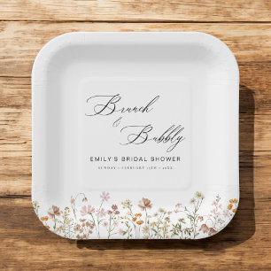 Assiettes En Carton Boho Brunch Fleurs des Champs & Bulles Baby Showe