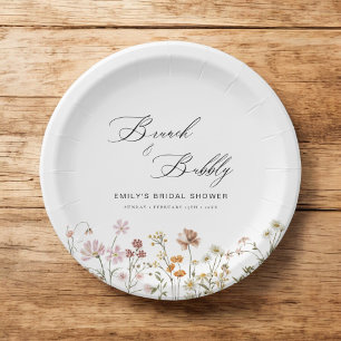 Assiettes En Carton Boho Brunch Fleurs des Champs & Bulles  Baby Showe