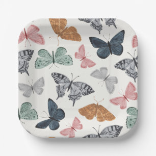 Assiettes En Carton Boho Butfly Baby shower Table