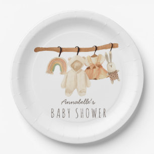 Assiettes En Carton Boho Clothesline Girl Baby shower