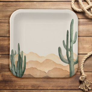 Assiettes En Carton Boho Desert Cactus Southwestern Cowboy ou Cowgirl