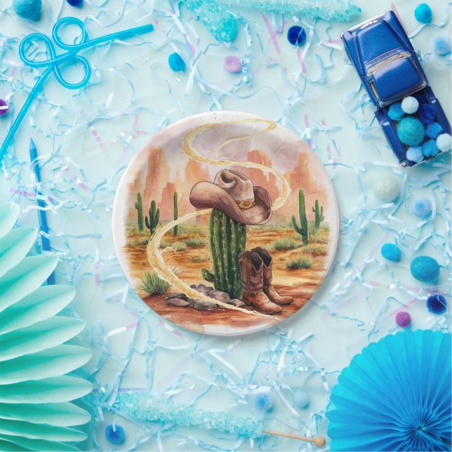 Assiettes En Carton Boho Desert Cowboy Anniversaire (Fête)