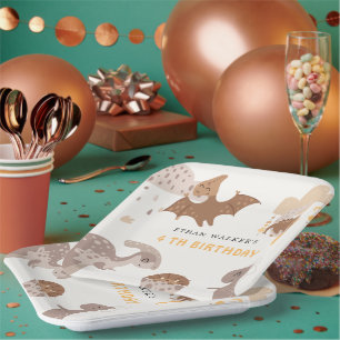 Assiettes En Carton Boho Dinosaur Fête Animaux Anniversaires de enfant